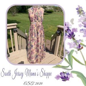 Lovely Grace Size L Shades of Purple & Pink Roses Sleeveless Summer Dress (C72)